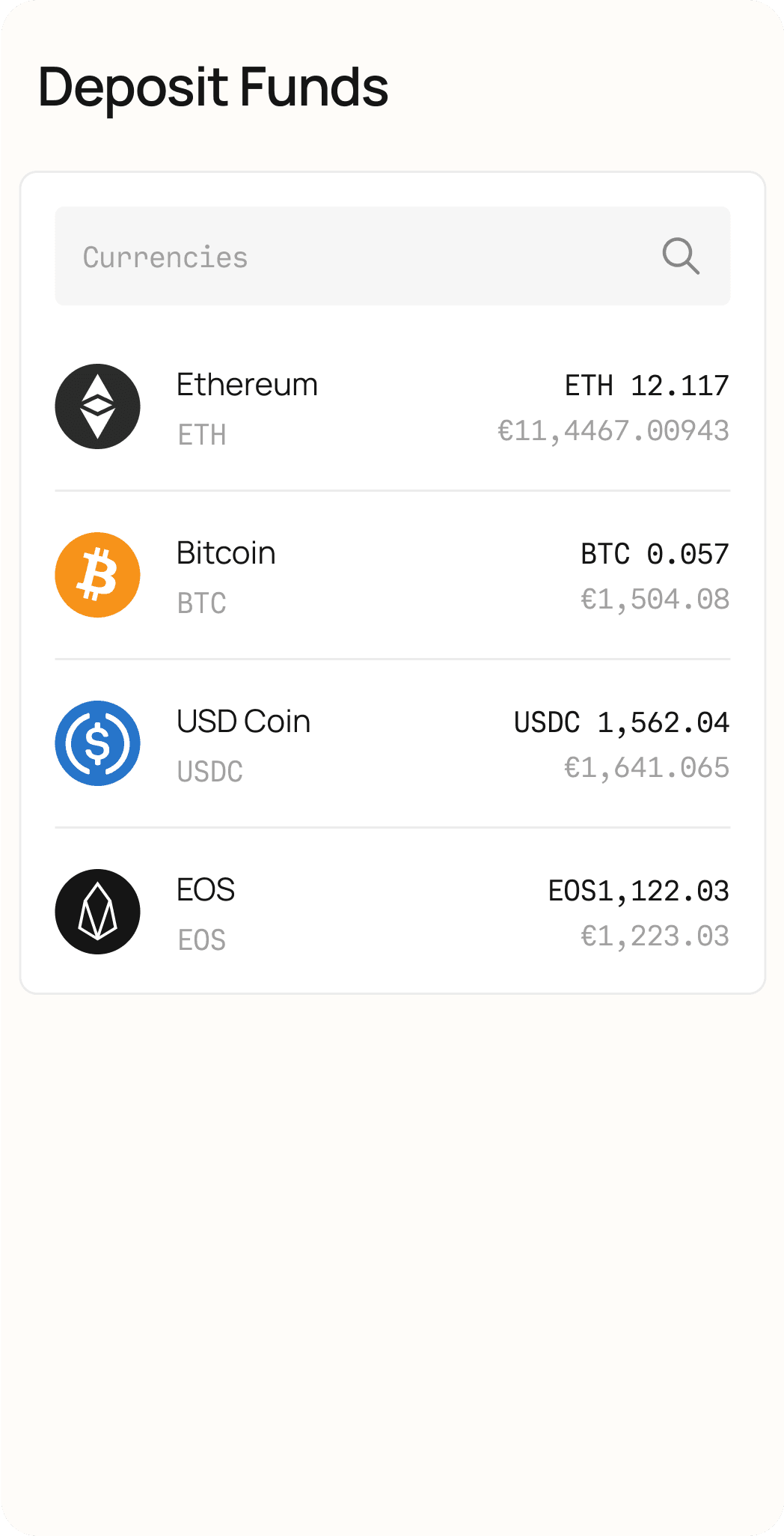 Deposit the crypto you want to stake from an exchange or another wallet, or buy crypto using the Nebeus exchange